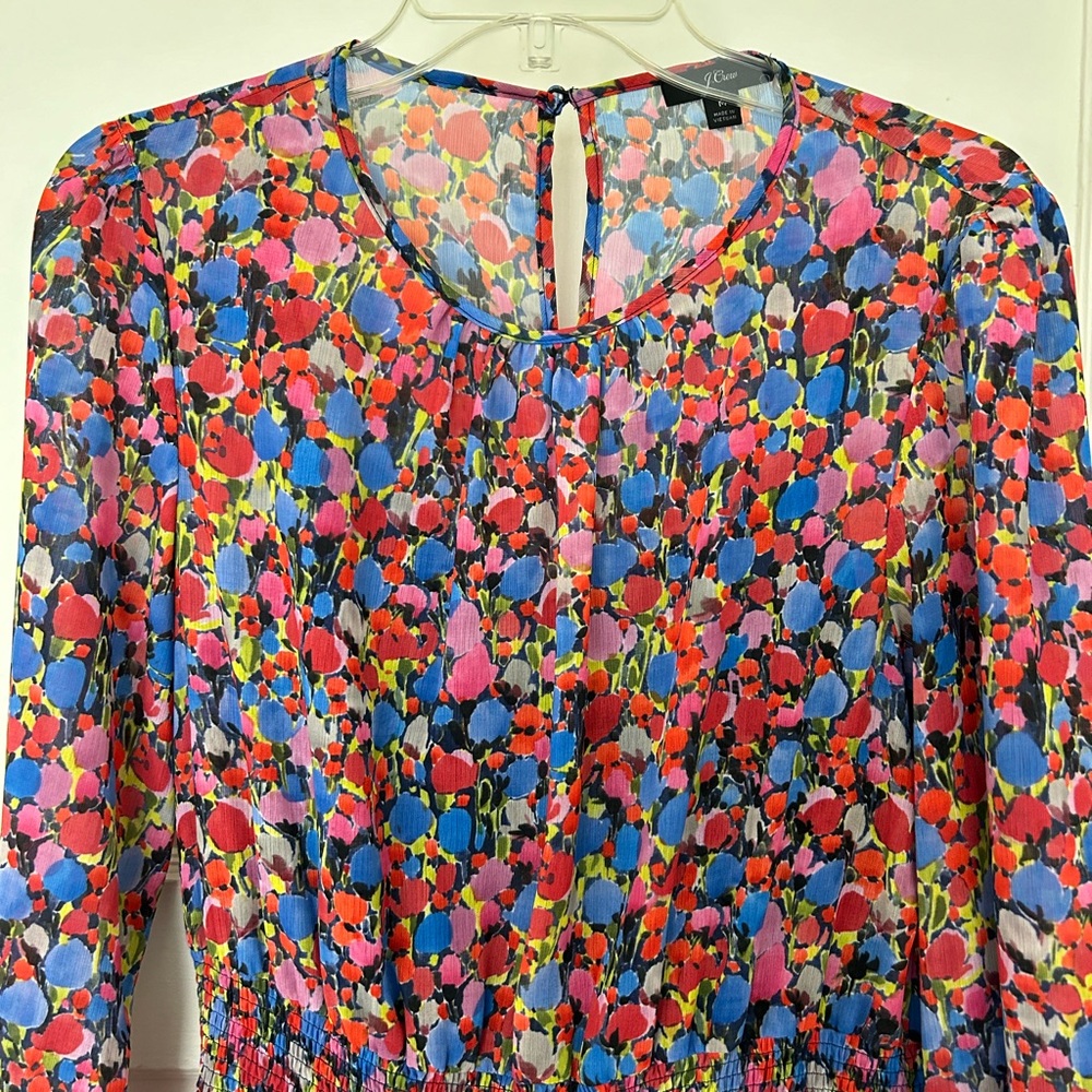J Crew Floral Long Sleeve Mini Dress